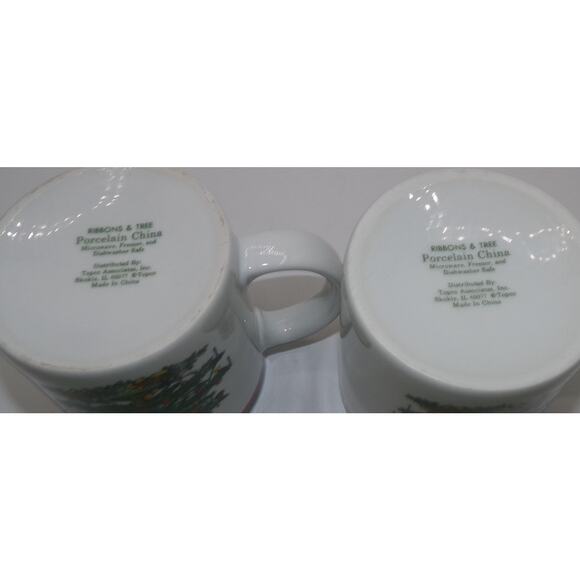 Vintage Topco Ribbons & Tree Christmas Tree Set 2 Coffee Mug Cocoa Mug Treat Mug - Picture 11 of 12